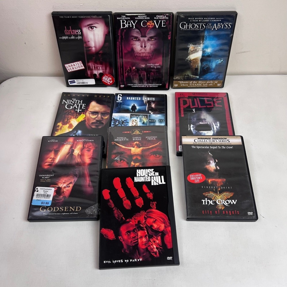 Horror DVD 16‎ Movie Bundle Darkness, Ninth Gate, Stigmata, The Crow, Pulse